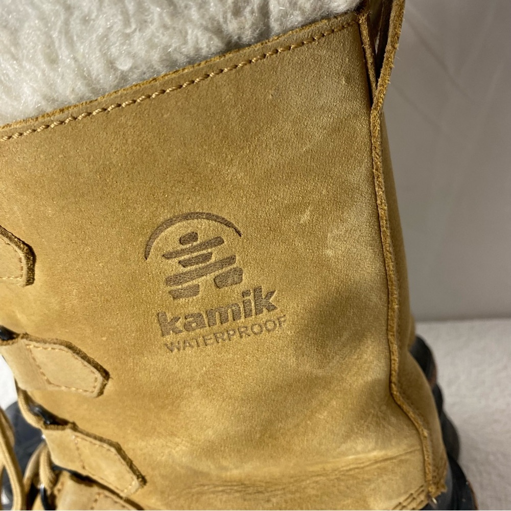 Vintage Kamik Alborg Tan Leather W Rubber Lace Up Winter Boots 11 - Picture 9 of 16